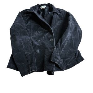 Merona Womens Size M Black Suede Button Down Blazer Collared Soft Casual